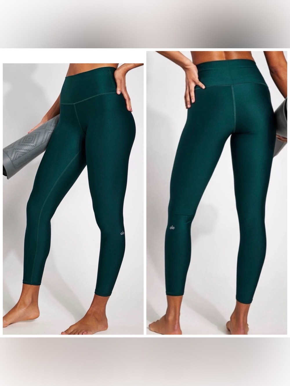 ALO Yoga Airlift 7/8 High-Waist Midnight Green Leggings Size Small